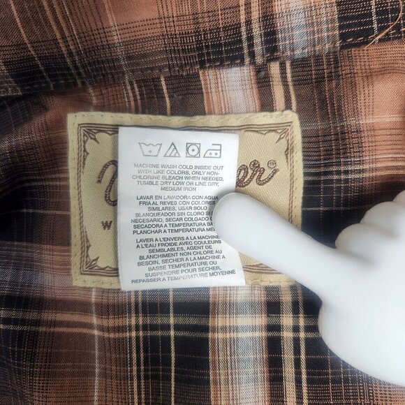 Wrangler Retro Brown Plaid Western Shirt Sawtooth Pockets Pearl Snap Button 3XL - Picture 3 of 12